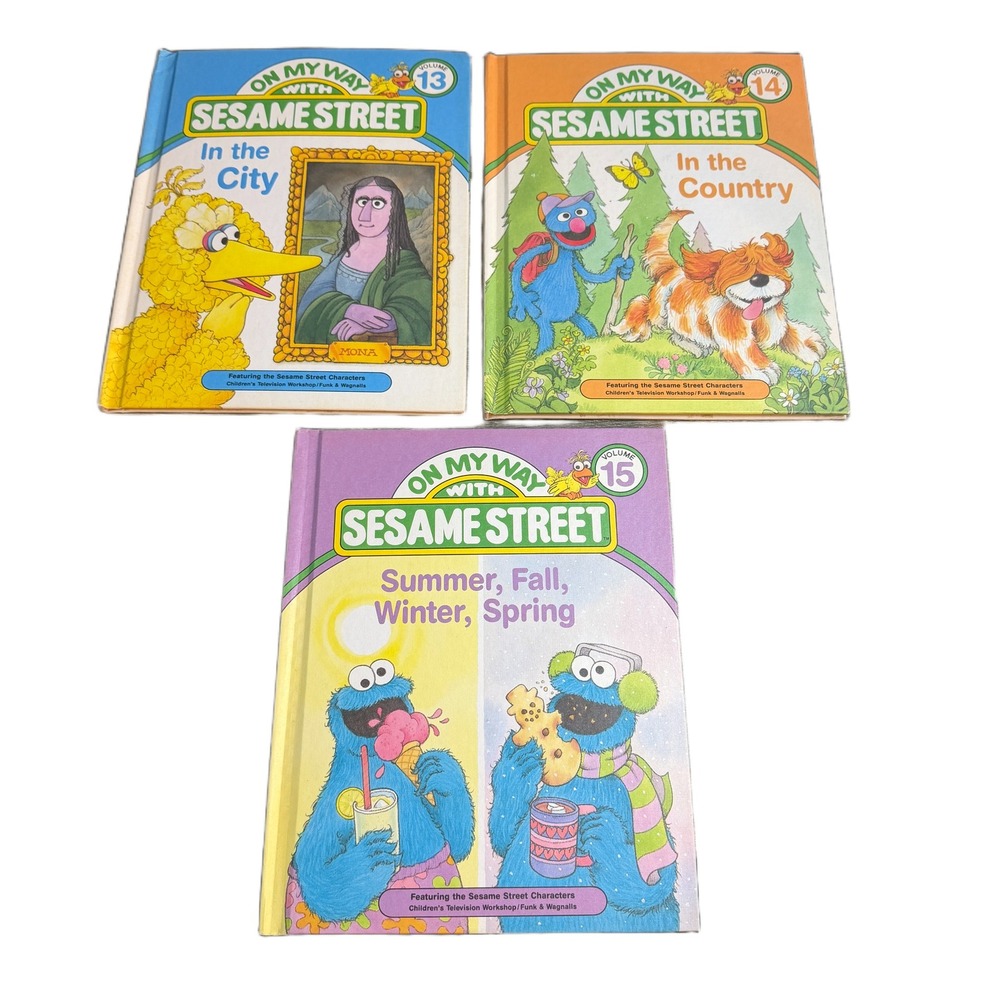Vintage On My Way With Sesame Street Books Volumes 13 14 15 Funk & Wagnalls 1989